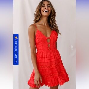 Selfie Leslie Riley Deep V-Neckline Ruffle Dress